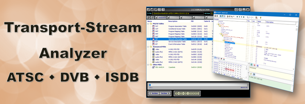 Transport-Stream Analyzer ATSC, DVB, ISDB